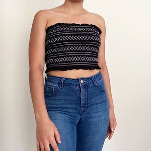 American Eagle black tube top with embroidery